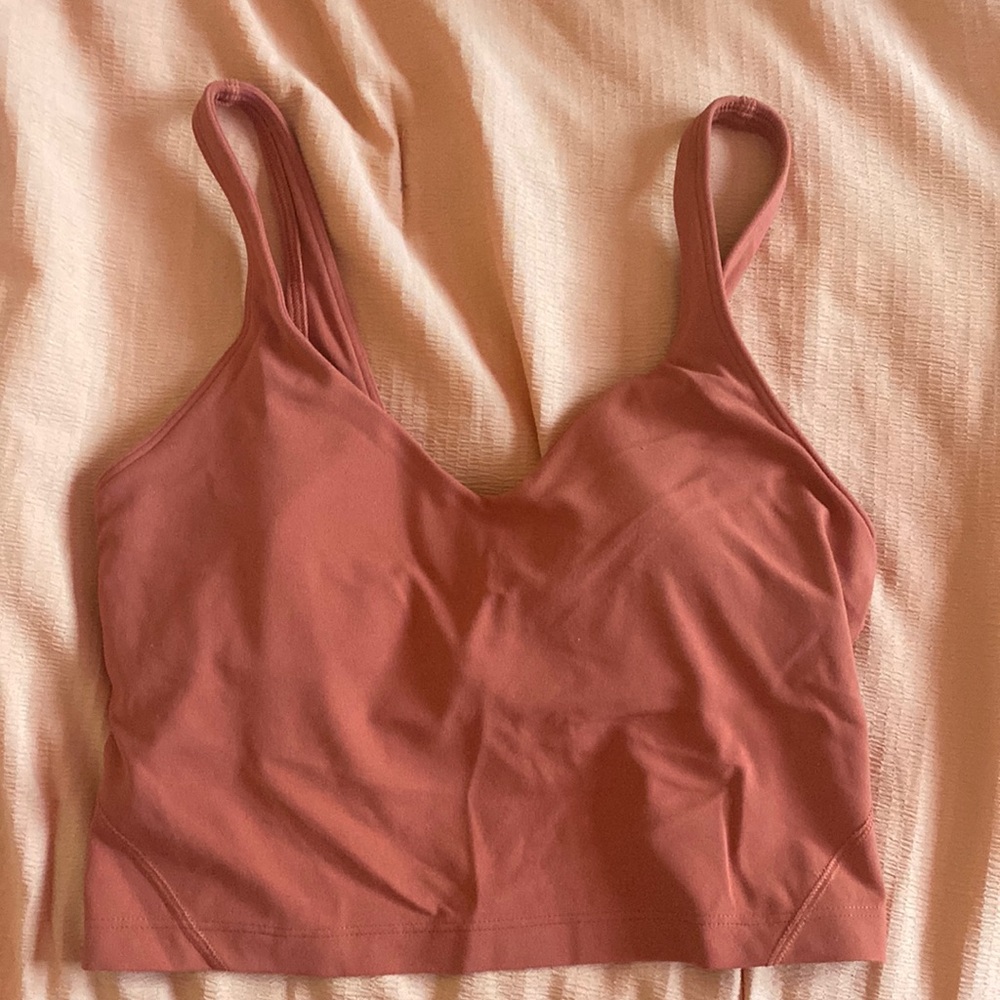 lulu align tank in maroon/ orange